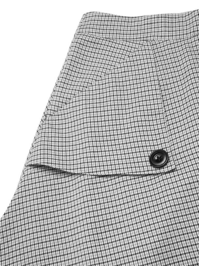 2PCS 1950er Schulterfrei Top & Tasten Plaids Rock