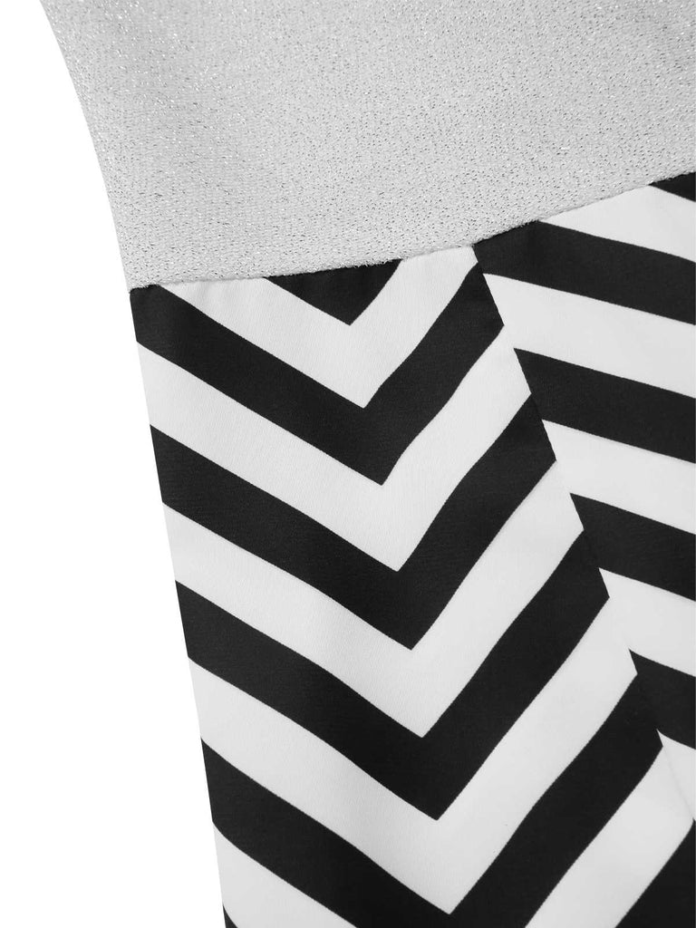 [Vorverkauf] 1980er Chevron-Druck Gürtel Flare Jumpsuit