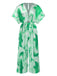1930er Batik V-Ausschnitt Plissiertes Ring Jumpsuit