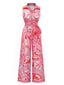 Rosa 1930er Revers Gürtel Boho Jumpsuit