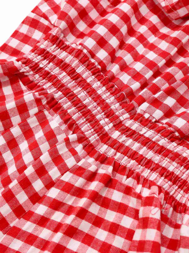 1950er Baumwolle Spitze Patchwork Gingham Plaid Romper