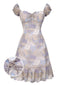 [Vorverkauf] 1940er Blumen Puffärmel Chiffon Rüschen Kleid