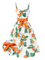 [Vorverkauf] Orange 1950er Baumwolle Bogen-Taille Träger Kleid