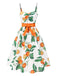 Orange 1950er Bogen-Taille Träger Kleid