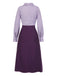 [Vorverkauf] 2PCS Lavendel 1940er Revers Streifen Bluse & Solide Rock
