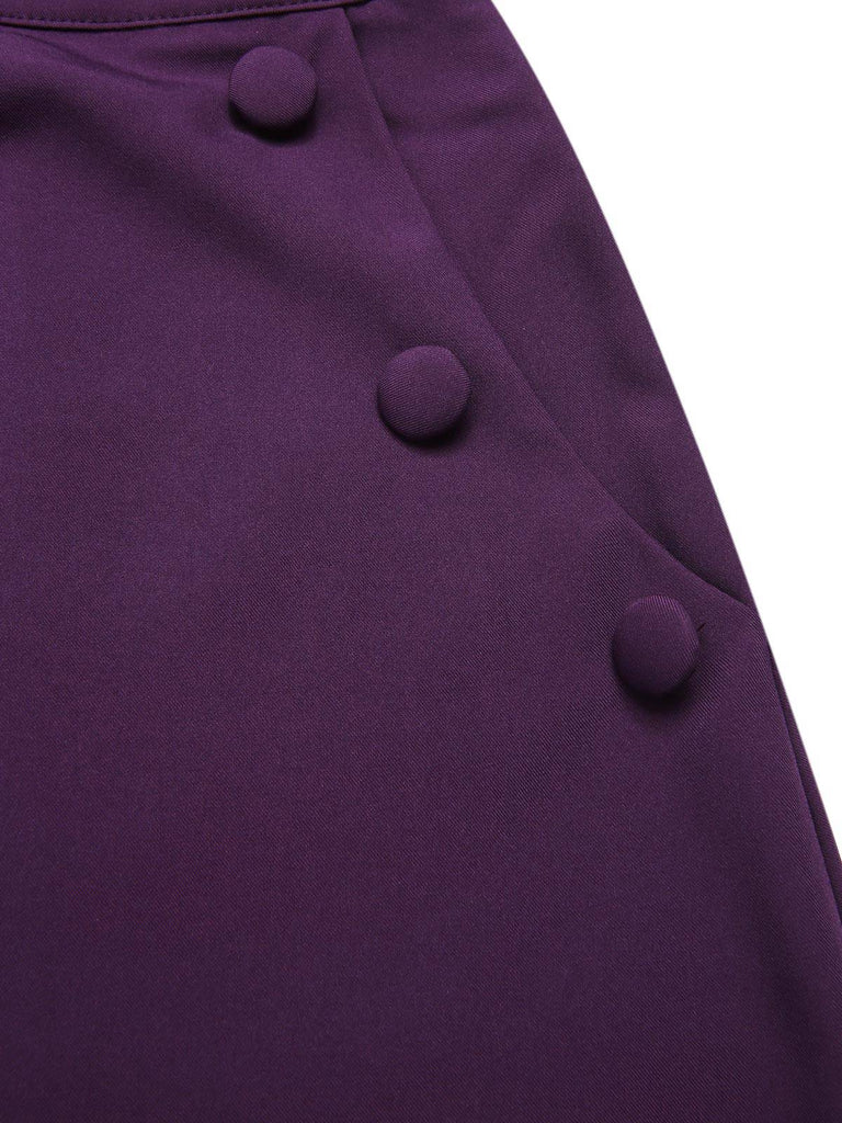 [Vorverkauf] 2PCS Lavendel 1940er Revers Streifen Bluse & Solide Rock