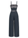 [Vorverkauf] Schwarz 1950er Rosa Kariert Schnürung Jumpsuit
