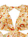 Orange 1970er Tief V-Ausschnitt Sonnenblume Boho Kleid