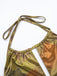 Grün 1960er Blumen Halter Hohl Rückenfrei Kleid