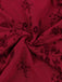 Weinrot 1930er V-Ausschnitt Blumen Netz Kleid