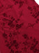 Weinrot 1930er V-Ausschnitt Blumen Netz Kleid