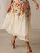 Beige 1940er Blumen Netz Patchwork Rock