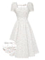 [Vorverkauf] Weiß 1950er Baumwolle Kleine Blumen Zurückbinden Kleid