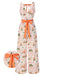 [Vorverkauf] Orange 1950er Strand Briefmarken Verdreht Jumpsuit