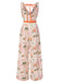 [Vorverkauf] Orange 1950er Strand Briefmarken Verdreht Jumpsuit