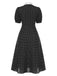 Schwarz 1940er Tupfen Krawattenhals Kleid