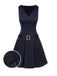1960er Niedriger Taille Plissiertes Streifen Gürtel Kleid