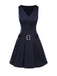 1960er Niedriger Taille Plissiertes Streifen Gürtel Kleid
