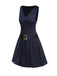 1960er Niedriger Taille Plissiertes Streifen Gürtel Kleid