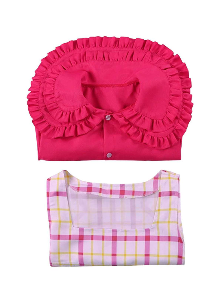 2PCS 1960er Plaids Tasche Wednesday Addams Stil Top & Kleid