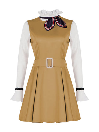 2PCS Khaki 1960er Rüschen Kragen Megan's Kostümset