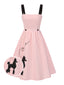 [Vorverkauf] Rosa 1950er Reine Baumwolle Träger Pudel Kleid