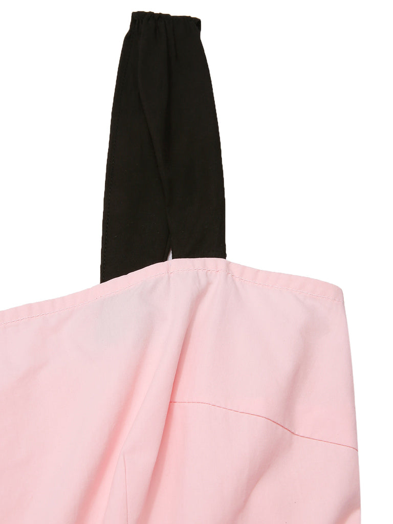 [Vorverkauf] Rosa 1950er Reine Baumwolle Träger Pudel Kleid