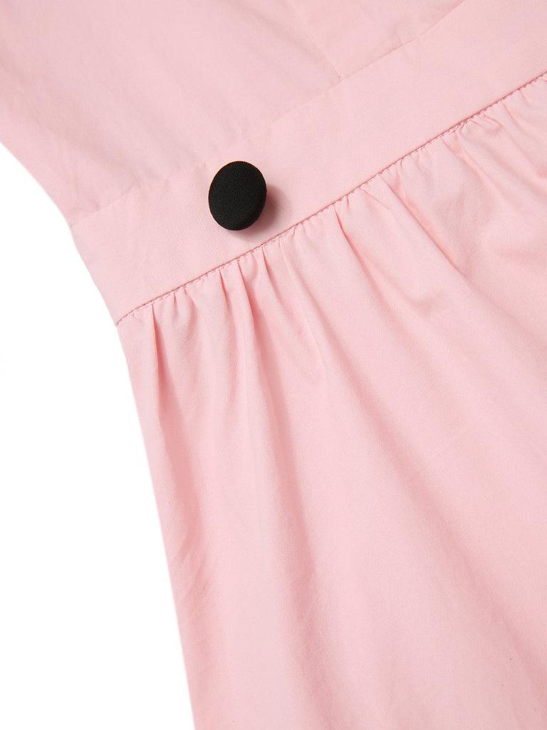 [Vorverkauf] Rosa 1950er Reine Baumwolle Träger Pudel Kleid