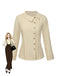 2PCS 1930er Baumwolle Solide Bluse & Latzhose