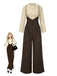2PCS 1930er Baumwolle Solide Bluse & Latzhose