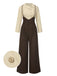 2PCS 1930er Baumwolle Solide Bluse & Latzhose