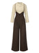 2PCS 1930er Baumwolle Solide Bluse & Latzhose