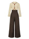 2PCS 1930er Baumwolle Solide Bluse & Latzhose