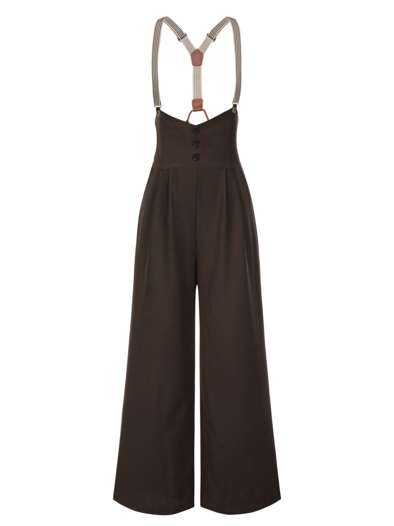 2PCS 1930er Baumwolle Solide Bluse & Latzhose