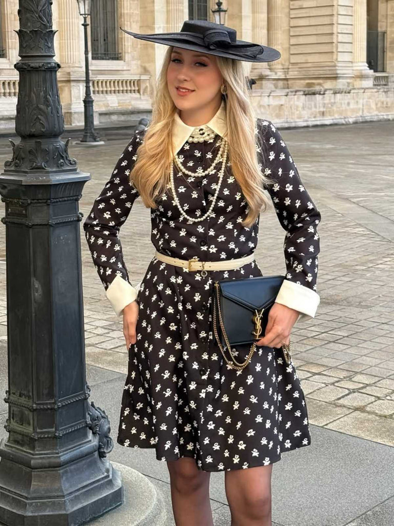 Schwarz 1940er Wednesday Kostüm Mittwoch Addams-Stil Kleid