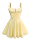 1960er Solide Spitze Träger Schnürung Skater Kleid