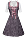 3PCS Rosa 1950er Oktoberfest Dirndl Spitze Top & Stickerei Schleife Kleid