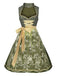 2PCS Grün 1950er Oktoberfest Dirndl Schleife Blumen Kleid & Stickerei Schürze