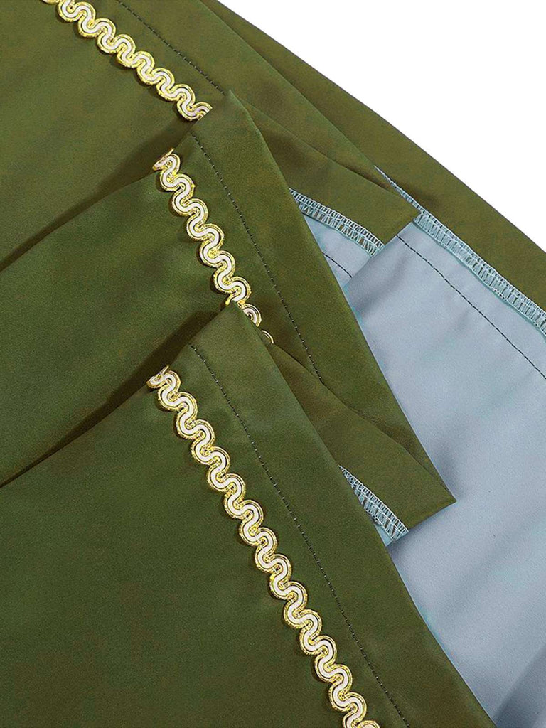 2PCS Grün 1950er Oktoberfest Dirndl Schleife Blumen Kleid & Stickerei Schürze