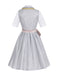 3PCS Hellgrau 1950er Oktoberfest Dirndl Blumen Spitze Top & Schnürung Kleid