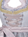 3PCS Hellgrau 1950er Oktoberfest Dirndl Blumen Spitze Top & Schnürung Kleid