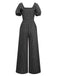 1950er Kleine Blumen Quadratischer Hals Puffärmel Jumpsuit