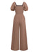 1950er Kleine Blumen Quadratischer Hals Puffärmel Jumpsuit