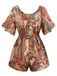 Mehrfarbig 1970er Bohemien Schulterfrei Romper