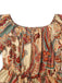 Mehrfarbig 1970er Bohemien Schulterfrei Romper