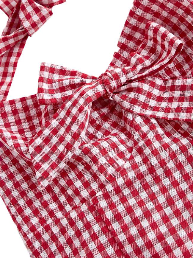 1950er Halter Gingham Plaids Bogen Romper