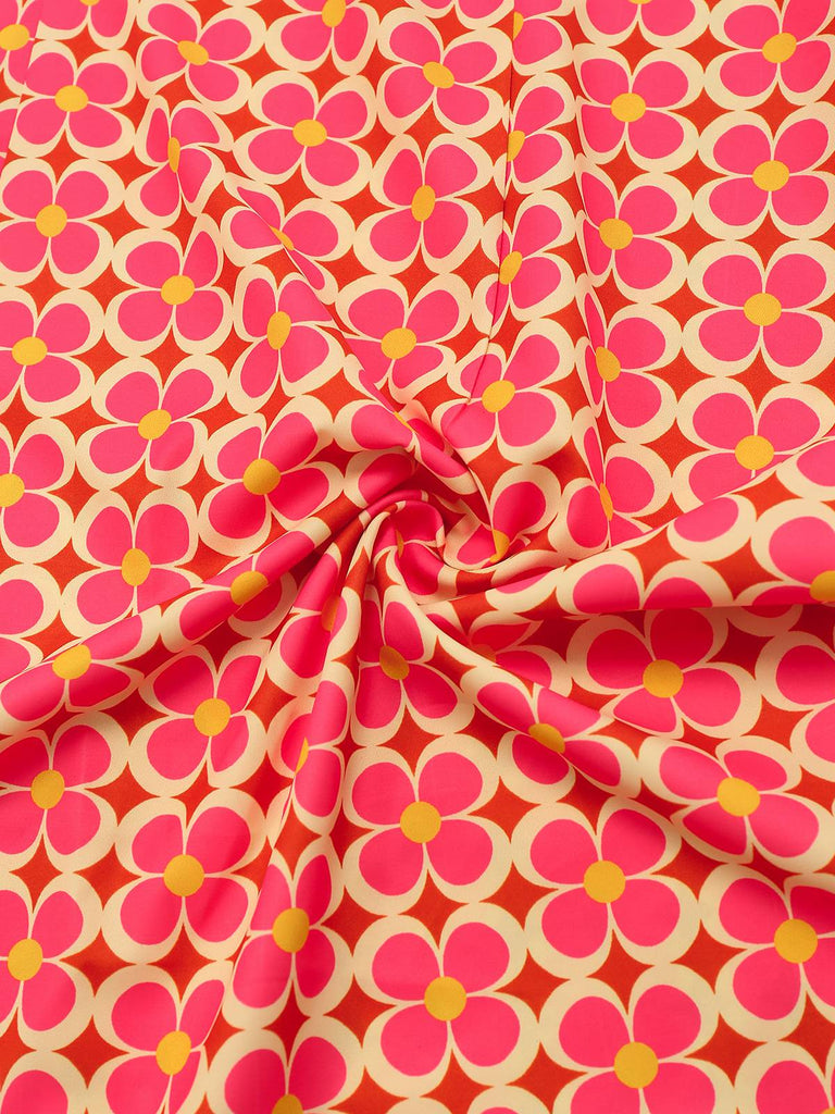 [Vorverkauf] Orange 1960er Hippie Blumen Rundhals Kleid