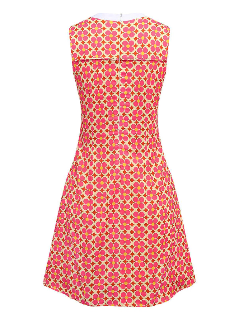 [Vorverkauf] Orange 1960er Hippie Blumen Rundhals Kleid