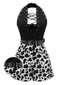 Schwarz 1980er Punk Halter Hohl Kuh-Muster Romper