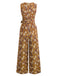 1950er Baumwolle Ärmellos Überall Blumen Gürtel Jumpsuit